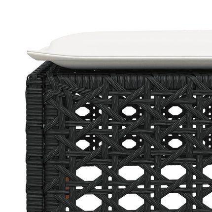 Trädgårdspall med dyna svart 63,5x56x32 cm konstrotting