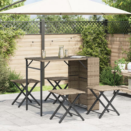 Matgrupp för trädgården hopfällbar 5 delar beige konstrotting