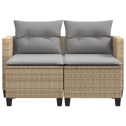 Trädgårdssoffa 2-sits med pallar beige konstrotting