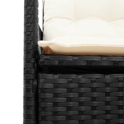 Justerbar trädgårdsstol med dynor svart konstrotting