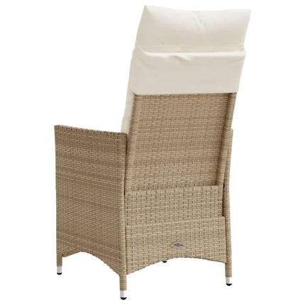 Justerbara trädgårdsstolar 2 st med dynor beige konstrotting