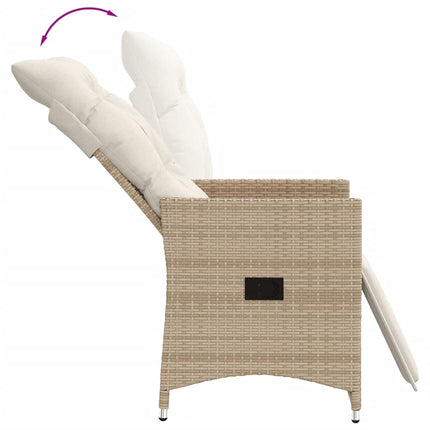 Justerbara trädgårdsstolar 2 st med dynor beige konstrotting