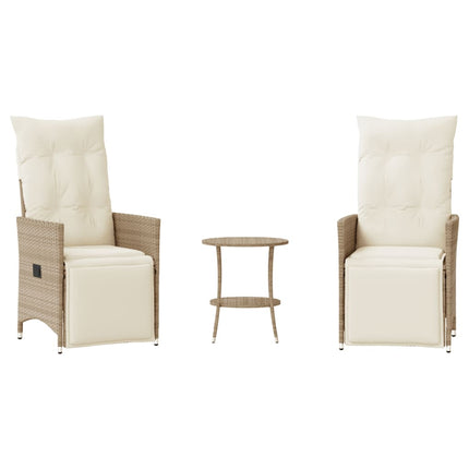 Bistrogrupp med dynor 3 delar beige konstrotting
