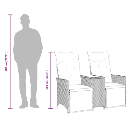 Trädgårdssoffa 2-sits med bord grå konstrotting