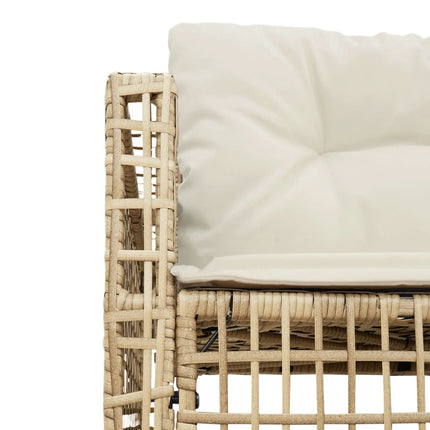 Trädgårdssoffa med dynor och pall L-formad beige konstrotting