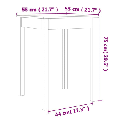 Konsolbord vaxbrun 55x55x75 cm massiv furu