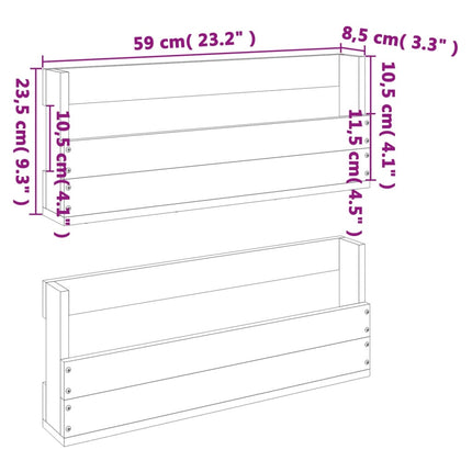 Väggmonterade skoställ 2 st vaxbrun 59x8,5x23,5 cm massivt furu
