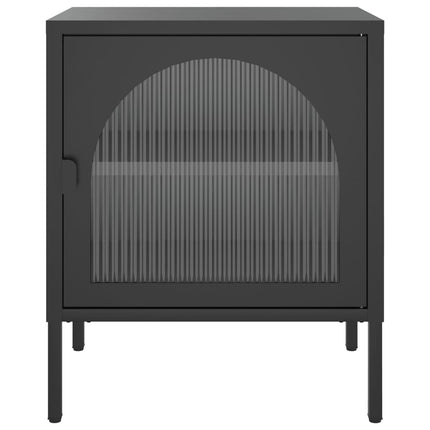 Sängbord 2 st svart 50x35x60 cm glas och stål