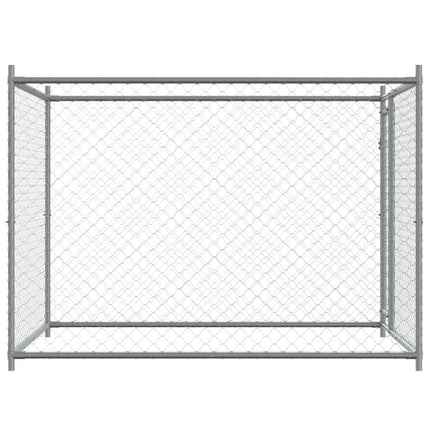 Hundgård med dörr grå 2x2x1,5 cm galvaniserat stål