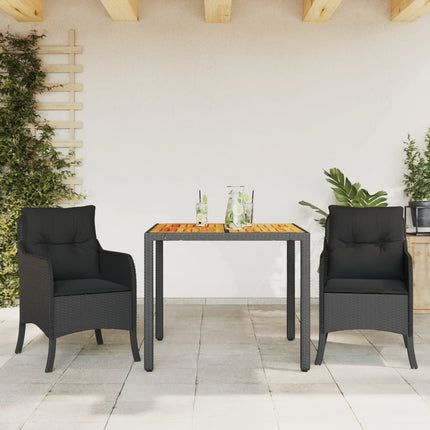 Matgrupp för trädgården med dynor 3 delar svart konstrotting