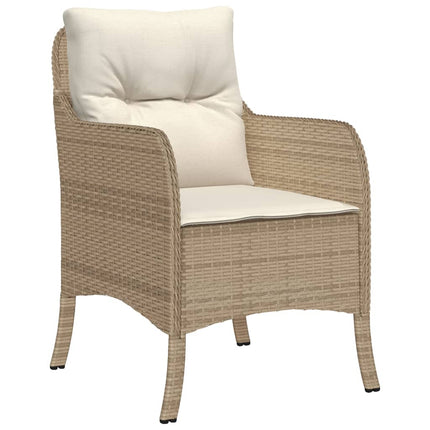 Matgrupp för trädgården med dynor 9 delar beige konstrotting