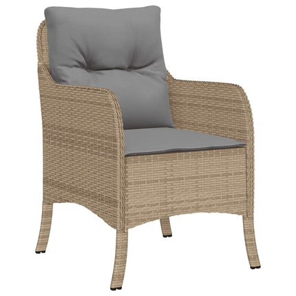 Matgrupp för trädgården med dynor 9 delar beige konstrotting