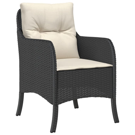 Matgrupp för trädgården med dynor 5 delar svart konstrottning