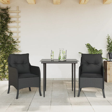 Matgrupp för trädgården med dynor 3 delar svart konstrotting