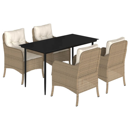 Matgrupp för trädgården med dynor 5 delar beige konstrotting