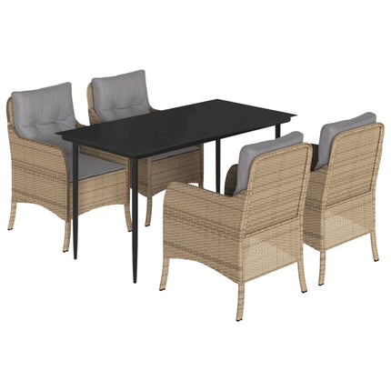 Matgrupp för trädgården med dynor 5 delar beige konstrotting