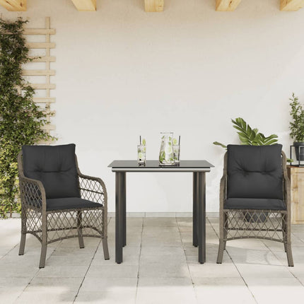 Caféset med dynor 3 delar grå konstrotting