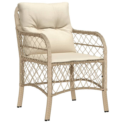 Matgrupp för trädgården med dynor 5 delar beige konstrotting