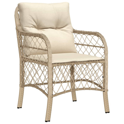 Matgrupp för trädgården med dynor 5 delar beige konstrotting