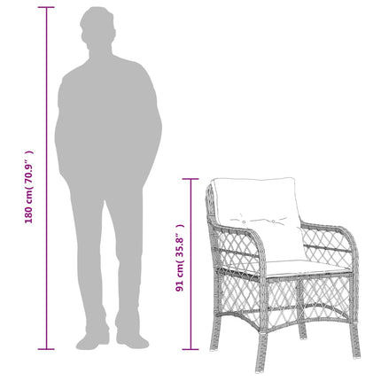Matgrupp för trädgården med dynor 5 delar beige konstrotting