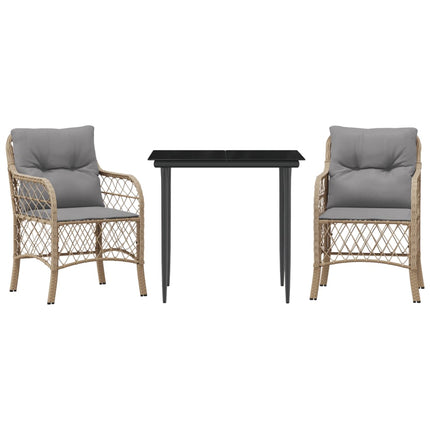 Bistrogrupp med dynor 3 delar mixbeige konstrotting