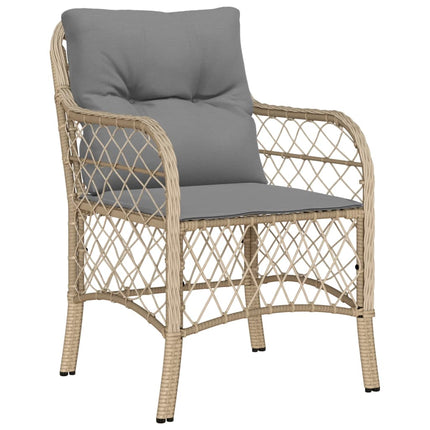 Matgrupp för trädgården med dynor 7 delar mixbeige konstrotting
