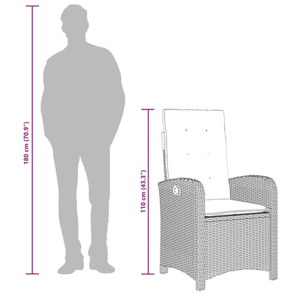 Matgrupp för trädgården med dynor 9 delar beige konstrotting