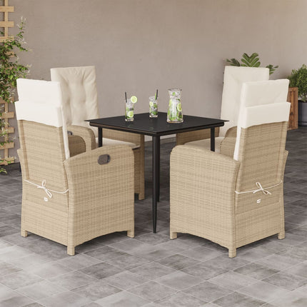 Matgrupp för trädgården med dynor 5 delar beige konstrotting