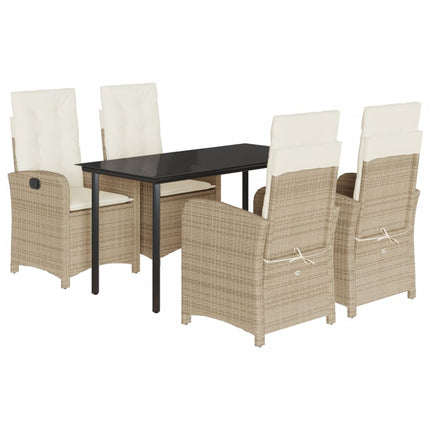 Matgrupp för trädgården med dynor 5 delar beige konstrotting