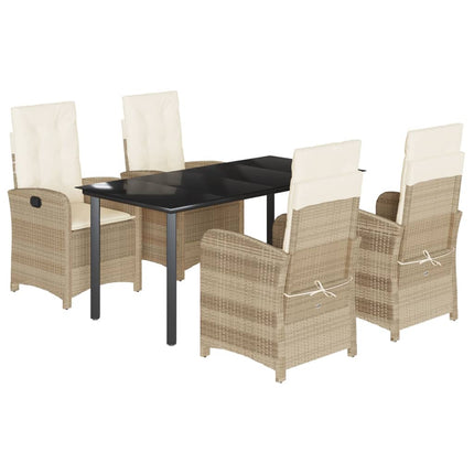 Matgrupp för trädgården med dynor 5 delar beige konstrotting
