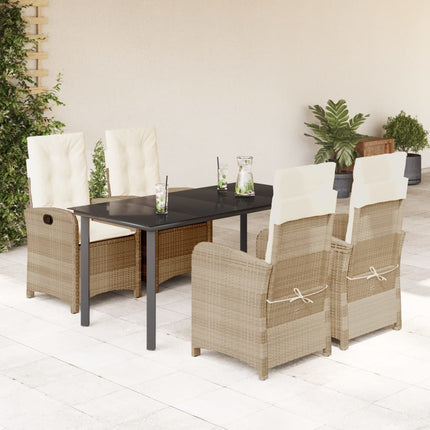 Matgrupp för trädgården med dynor 5 delar beige konstrotting