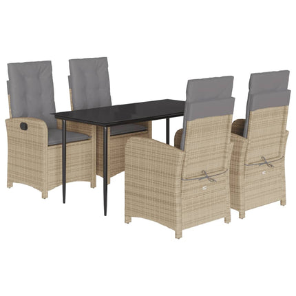 Matgrupp för trädgården med dynor 5 delar mixbeige konstrotting