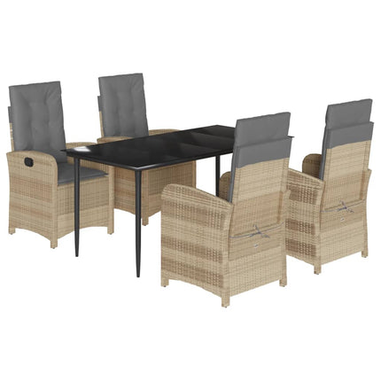 Matgrupp för trädgården med dynor 5 delar mixbeige konstrotting