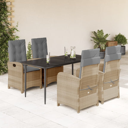Matgrupp för trädgården med dynor 5 delar mixbeige konstrotting