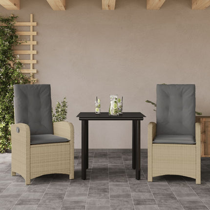 Matgrupp för trädgården med dynor 3 delar mixbeige konstrotting