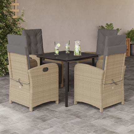 Matgrupp för trädgården med dynor 5 delar mixbeige konstrotting
