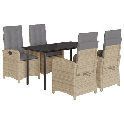 Matgrupp för trädgården med dynor 5 delar mixbeige konstrotting