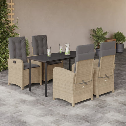 Matgrupp för trädgården med dynor 5 delar mixbeige konstrotting