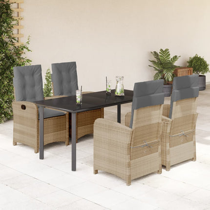 Matgrupp för trädgården med dynor 5 delar mixbeige konstrotting