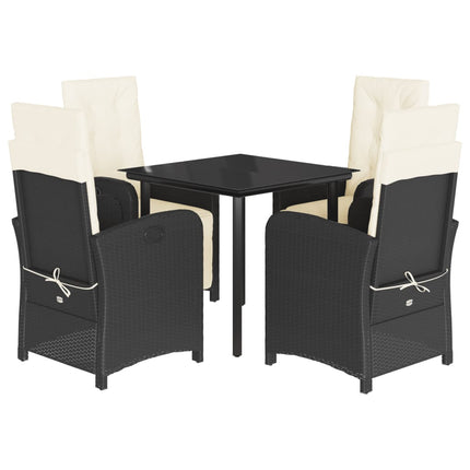 Matgrupp för trädgården med dynor 5 delar svart konstrottning