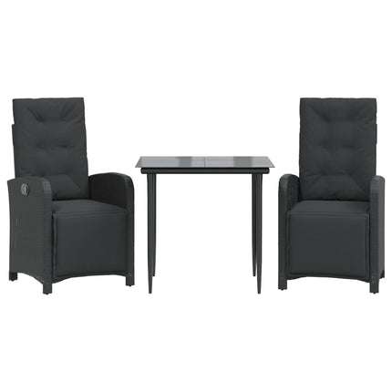 Caféset med dynor 3 delar svart konstrotting