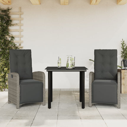 Caféset med dynor 3 delar grå konstrotting