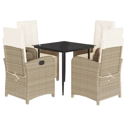Matgrupp för trädgården med dynor 5 delar beige konstrotting