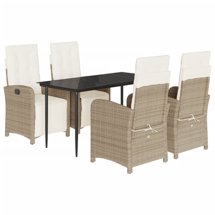 Matgrupp för trädgården med dynor 5 delar beige konstrotting
