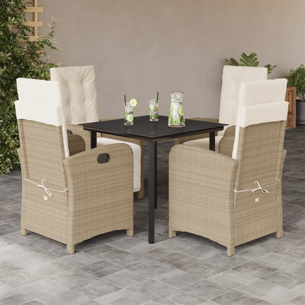 Matgrupp för trädgården med dynor 5 delar beige konstrotting