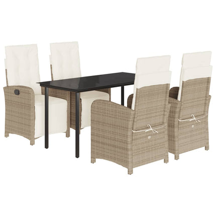 Matgrupp för trädgården med dynor 5 delar beige konstrotting