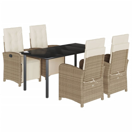 Matgrupp för trädgården med dynor 5 delar beige konstrotting