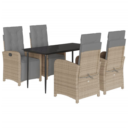 Matgrupp för trädgården med dynor 5 delar beige konstrotting