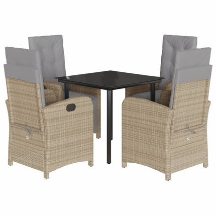 Matgrupp för trädgården med dynor 5 delar beige konstrotting