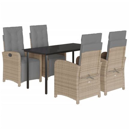 Matgrupp för trädgården med dynor 5 delar beige konstrotting